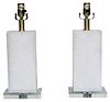 Pair Modern Alabaster Lamps with Lucite Base