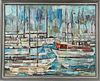 1960's Oil Painting Sailboats in Harbor