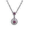 18k Gold Diamond Ruby Pendant Necklace