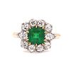 18k Platinum Emerald Diamond Rosetta Ring