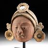 Fine Maya Pottery Funerary Mask w/ Mica Inlay