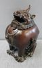 Antique Patinated Bronze Chinese Censer with Demon
