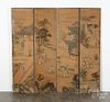 Oriental painted folding screen, late 19th c., 58 1/2'' x 60''.