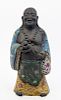 * A Cloisonne Decorated Cast Metal Figure of a Hotei Height 18 1/4 inches.