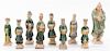 * Nine Ming Style Pottery Tomb Figures Height of tallest 8 1/2 inches.
