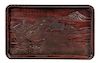 A Japanese Carved Cypress Wood Panel Height 32 3/4 x width 53 inches.