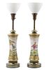 A Pair of Nippon Porcelain Vases Height 32 1/4 inches.