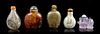 A Group of Five Snuff Bottles Height of tallest 2 3/8 inches.