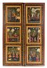 A Pair of Indian Painted Doors Height 41 1/2 x width 13 1/2 inches.