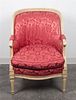 * A Louis XVI Style Painted Bergere Height 36 x width 26 x depth 26 inches.