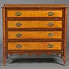 Federal Carved Maple, Bird's-eye Maple, and Mahogany Veneer Chest of Drawers