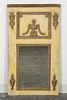 A Painted and Parcel Giltwood Mirror Height 41 x width 22 1/2 inches.