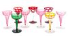 * A Set of Nine Bohemian Glass Champagnes Height 5 1/2 inches.