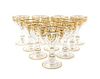 * A Set of Ten Continental Gilt Decorated Blown Glass Wines Height 5 inches.