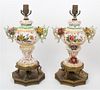 * A Pair of Continental Porcelain Vases Height 19 1/2 inches.