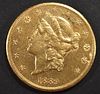 1889-CC $20 GOLD LIBERTY AU/BU