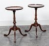* A Pair of Chippendale Style Mahogany Candle Stands Height 19 x diameter 11 inches.