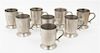* Eight American Pewter Mugs, Ozelines Height 4 1/8 inches.