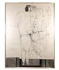 Joseph Glasco, Standing Nude, Ink on Paper