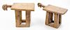 * A Group of Five Wood Stools and Neck Rests Height of tallest 10 1/4 inches.
