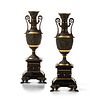 Pair of Gilt and Patinated Metal Urns