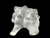 LALIQUE MOLDED CRYSTAL GROUP "LION CUBS"