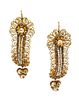 A Pair of Victorian Yellow Gold and Seed Pearl Earrings, 4.50 dwts.