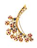 A Retro Yellow Gold, Platinum, Ruby, Diamond and Sapphire Brooch, Van Cleef & Arpels, 13.60 dwts.