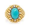 * An 18 Karat Yellow Gold, Turquoise and Diamond Ring, Van Cleef & Arpels, 5.20 dwts.