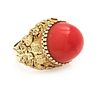 * An 18 Karat Yellow Gold and Coral Ring, 11.30 dwts.