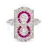 A White Gold, Ruby, and Diamond Ring, 2.60 dwts.