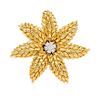 An 18 Karat Yellow Gold and Diamond Flower Brooch, Tiffany & Co., 13.70 dwts.