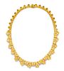 * An 18 Karat Yellow Gold and Diamond Leaf Motif Necklace, Spaulding & Co., French, 37.90 dwts.