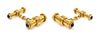 * A Pair of 18 Karat Yellow Gold and Sapphire Cufflinks, Asprey, 15.00 dwts.