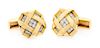 A Pair of 18 Karat Yellow Gold, Platinum and Diamond Cufflinks, 16.00 dwts.