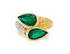 An 18 Karat Yellow Gold, Emerald, Diamond and Colored Diamond Toi et Moi Ring, Chopard, 9.30 dwts.