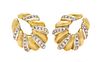 * A Pair of 18 Karat Bicolor Gold and Diamond Earclips, 15.20 dwts.