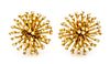 * A Pair of 18 Karat Yellow Gold Sunburst Ear Clips, Austrian, Post 1965, 11.60 dwts.