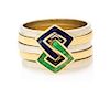 An 18 Karat Bicolor Gold and Polychrome Enamel Multi-Band Ring, Gucci, 7.60 dwts.