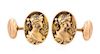 * A Pair of Art Nouveau 14 Karat Rose Gold and Diamond Cuff Links, 3.50 dwts