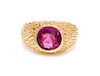 * A 14 Karat Yellow Gold and Ruby Ring, 4.10 dwts.