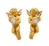 * A Pair of 18 Karat Yellow Gold and Diamond Cherub Motif Earclips, Carrera y Carrera for Cellini, 9.90 dwts.