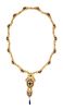 * A Yellow Gold, Lapis, Cultured Pearl and Enamel Necklace, 42.00 dwts.