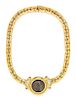 An 18 Karat Yellow Gold, Coin, Diamond and Ruby Necklace, 48.60 dwts.