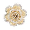 * A Platinum, 18 Karat Yellow Gold and Diamond Flower Brooch, Italian, 31.80 dwts.