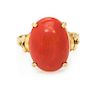 A 14 Karat Yellow Gold and Coral Ring, 2.60 dwts.