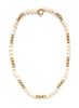 * A 14 Karat Yellow Gold and White Coral Bead Necklace,