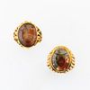 Two 14kt Gold and Hardstone Cabochon Rings