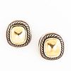 David Yurman 14kt Gold and Sterling Silver "Albion" Earclips