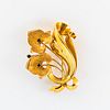 18kt Gold and Sapphire Flower Brooch